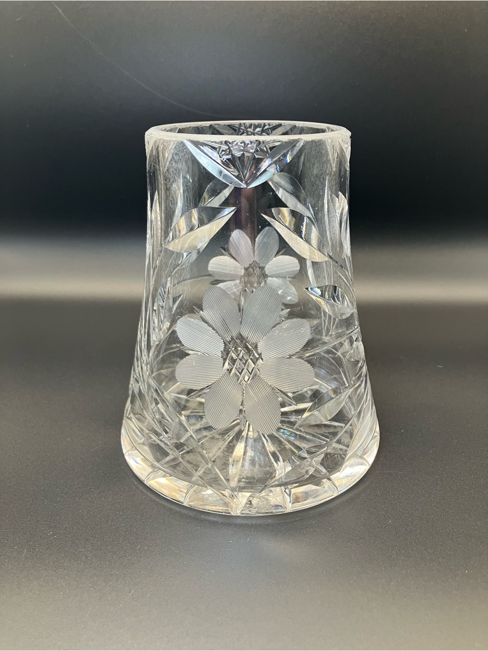 Vintage EAPG Cut Crystal Daisy Vase